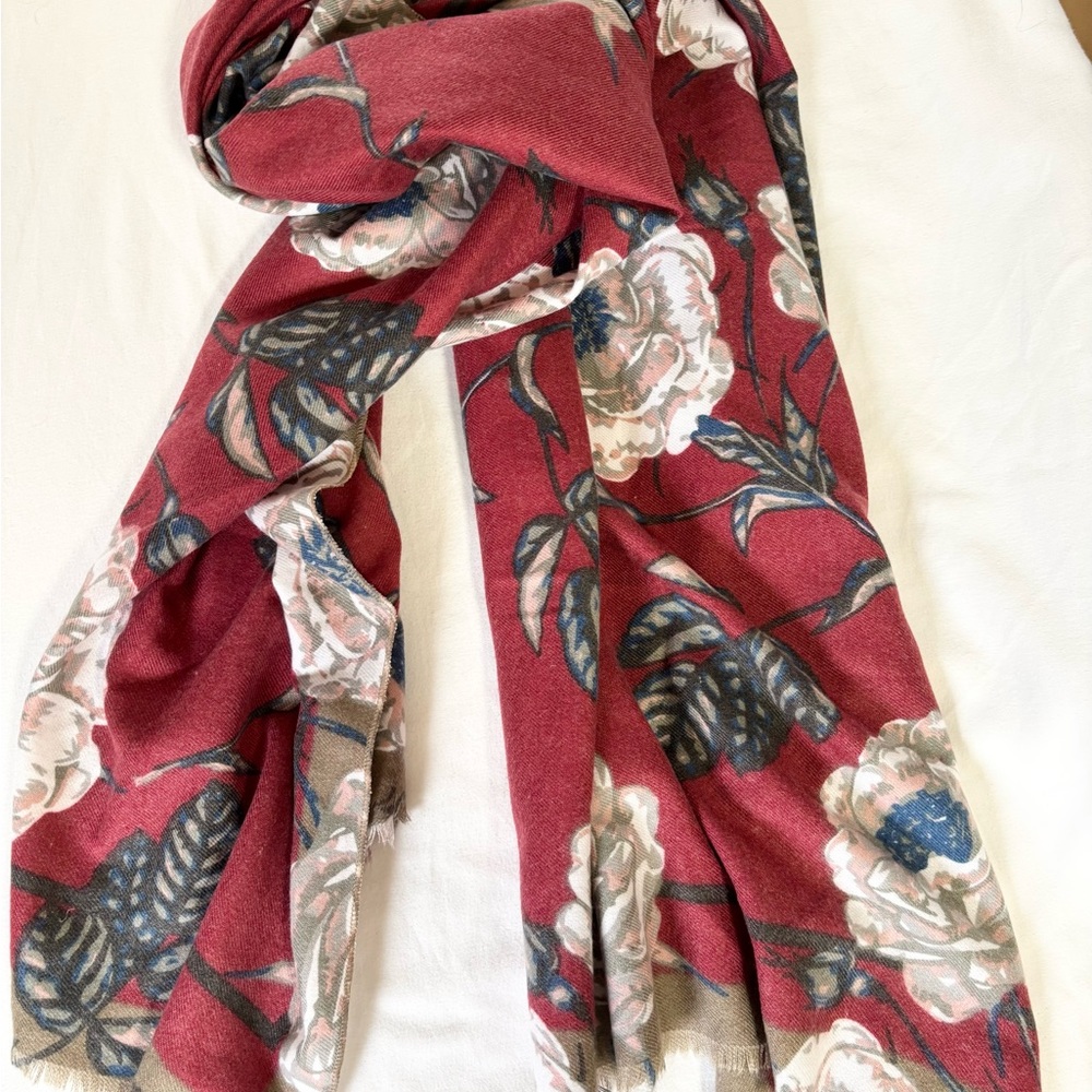 Floral Red Scarf